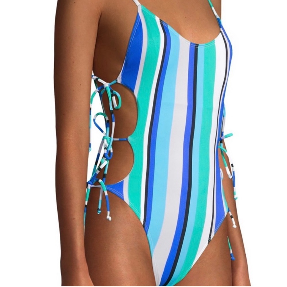 New! Cabana Stripe One-Piece Swimsuit, Size L (11-13)